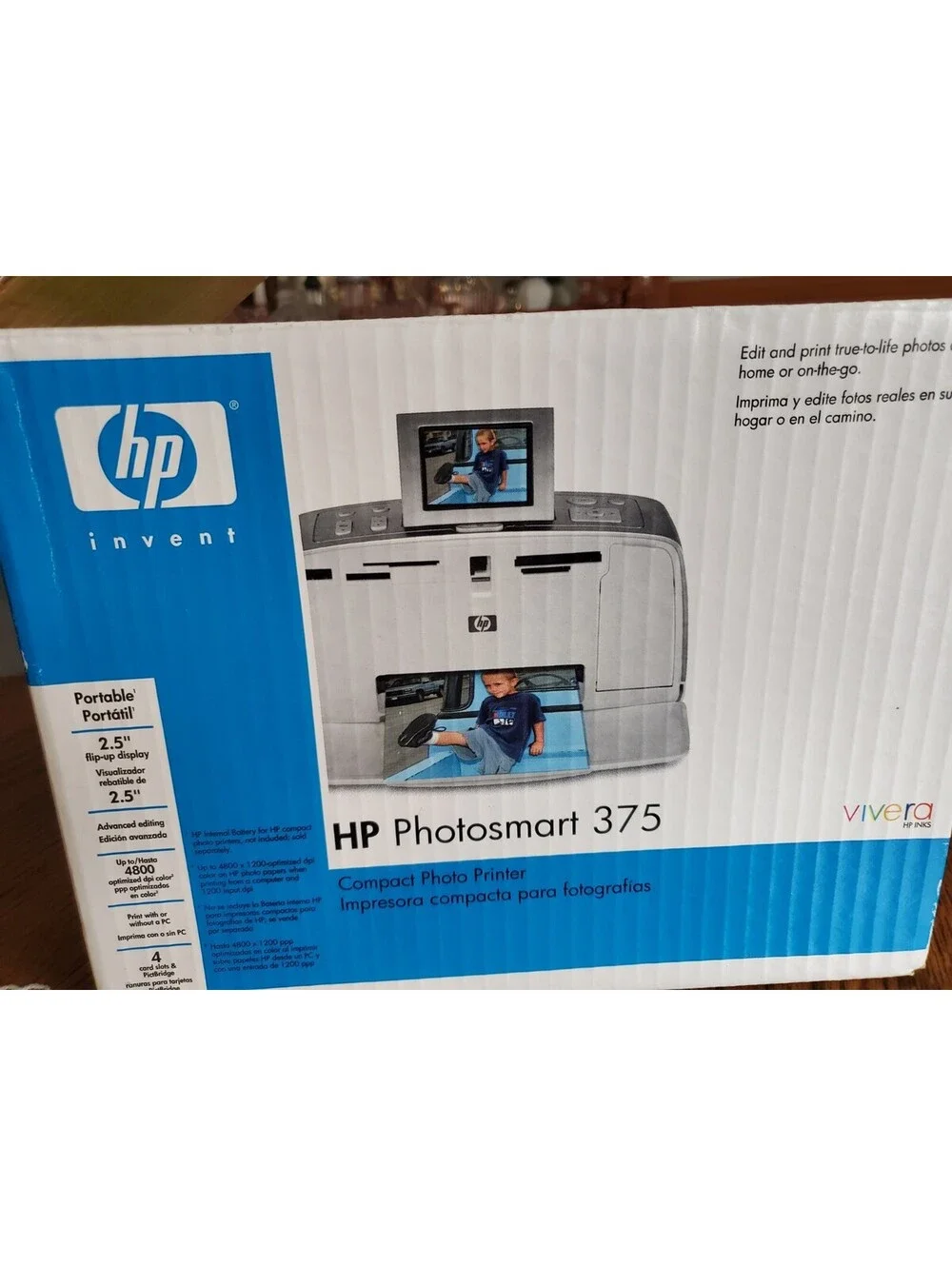 HP Photosmart 375 Compact Color Photo Printer-New Sealed